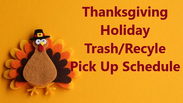 Trash & Recycle Pick Up Scheduled for Monday, December 2nd